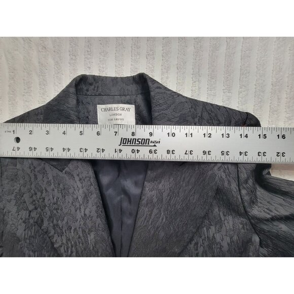 Charles Gray London For Savvy Womens Small Black Jacquard Single-Button Blazer - Picture 5 of 7